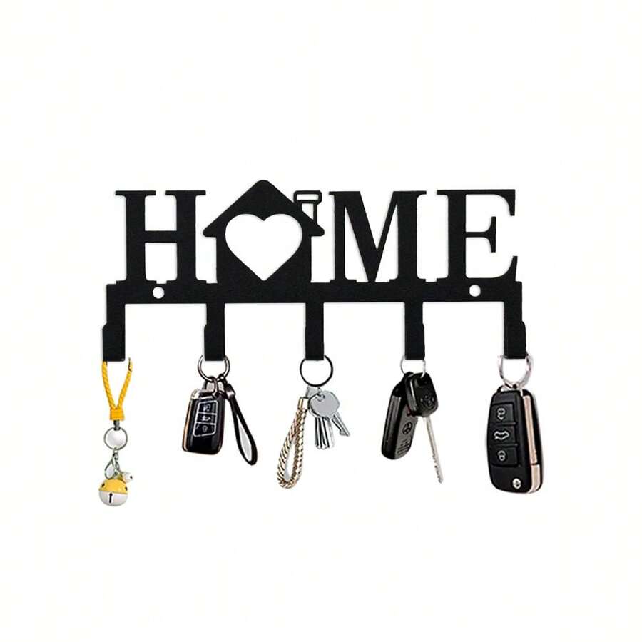 Key Holder Hooks Organizer Hanger Rack Wall Mounted With Screws And Anchors Love/Home Wall Metal Decor For Entryway Front Door Kitchen Hallway Garage Mudroom Office