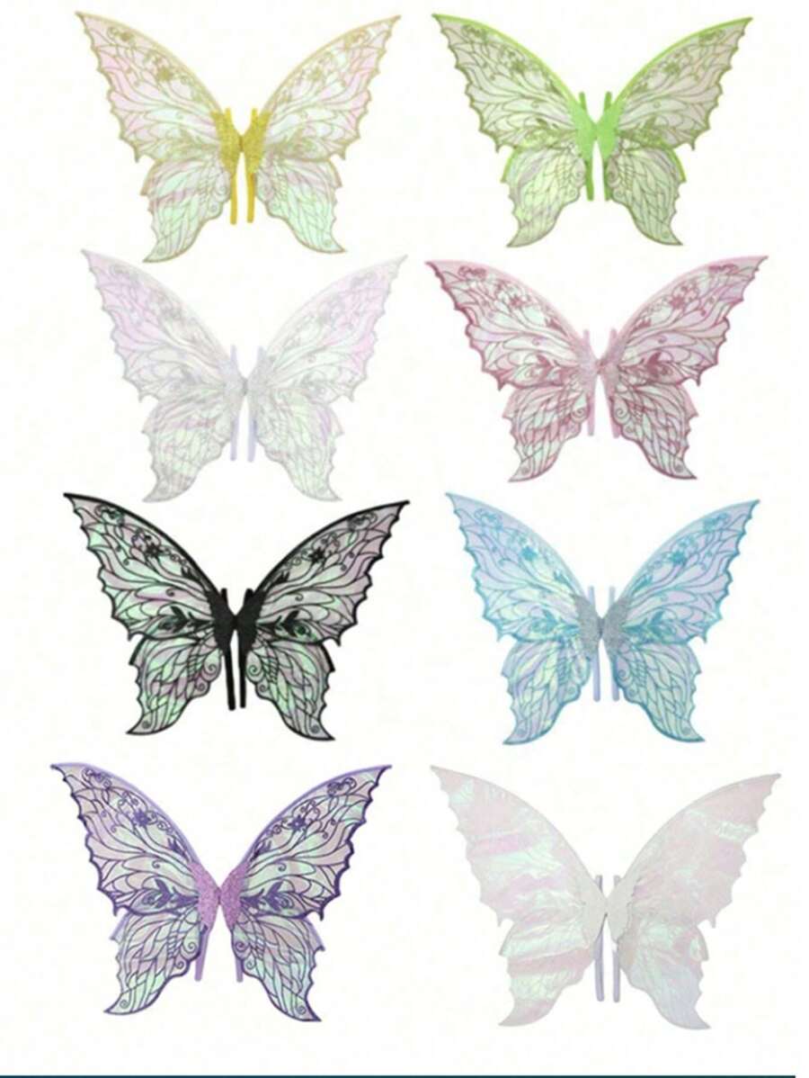 1 pieza Alas de hada con mariposa de lámina caliente, adecuadas para todo tipo de fiestas, bares, cosplay, festivales de música y Halloween