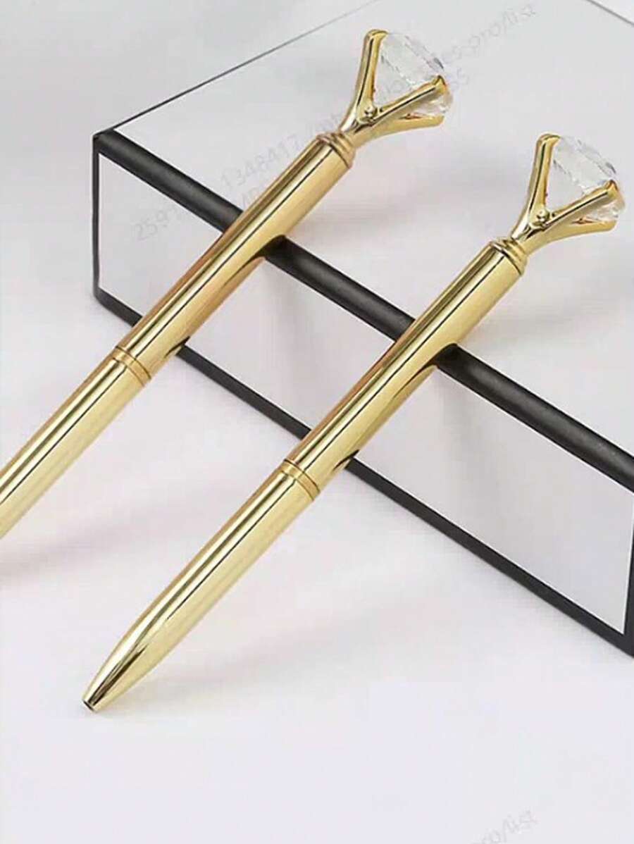 1 pieza Bolígrafo de lujo estilo estudiantil, diseño europeo y americano, bolígrafo con diamantes metálicos
