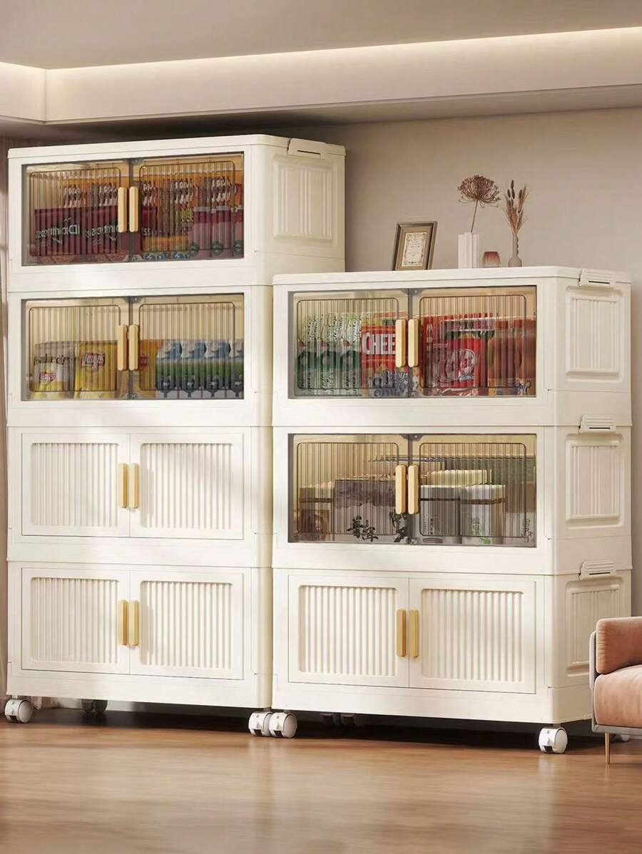Folding Multilayer Storage Cabinet, Living Room Snacks Toys Organizer Shelf, Home Storage Wardrobe Closet