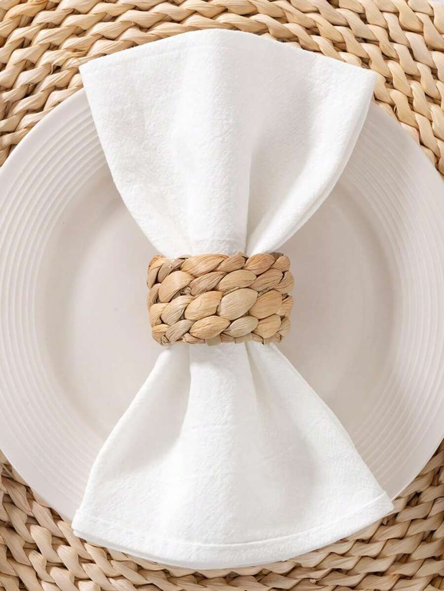6 Stücke dicke, weiche, strapazierfähige und bequeme Stoffservietten, quadratische, waschbare zerknitterte weiße Servietten geeignet für Hotels, Restaurants, Hochzeiten, Partys und Veranstaltungen