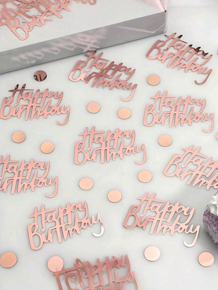 600/400/200pcs Birthday Party Confetti, Happy Birthday Confetti, Gold Card Happy Birthday Green Leaves Round Confetti, Birthday Party Table Decorations, Can Be Used For Diy Birthday Party Table Decorations, Create A Joyful Atmosphere, Festivals Party Supplies