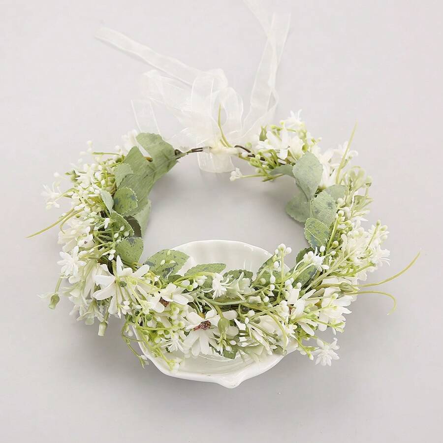 1 pieza Corona de flores, diadema de guirnalda floral, corona de flores para decoración de boda al aire libre, jardín y playa