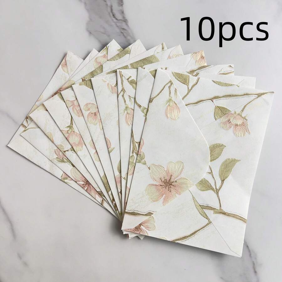 10pcs/20pcs Elegant Golden Foil Envelopes - Premium Textured Lay Flat Invitation Covers With Self-Seal Closure - Special Occasion Gift Envelopes (12.5cm X 17.5cm) School Supplies,Back To School