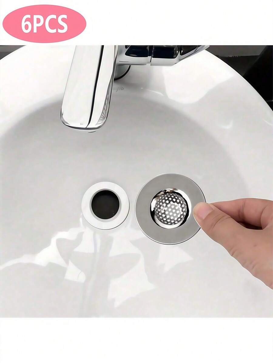 6 pièces Filtre d'évier multifonctionnel en acier inoxydable, anti-encrassement et anti-rouille, facile à installer dans la cuisine et la salle de bain