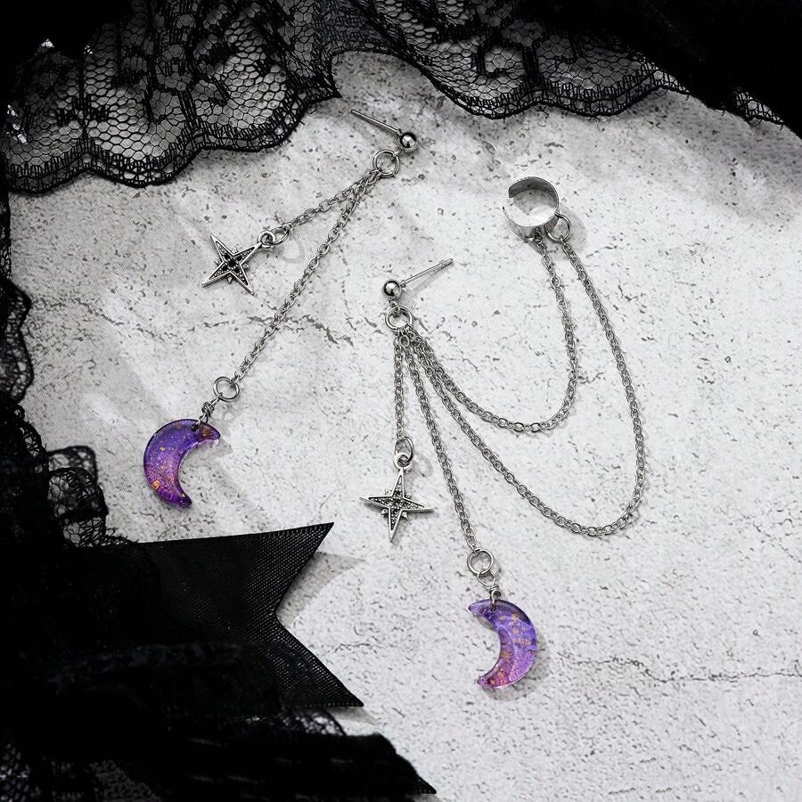 1 Paar asymmetrische Mondclip-Ohrringe, geeignet für den täglichen Gebrauch