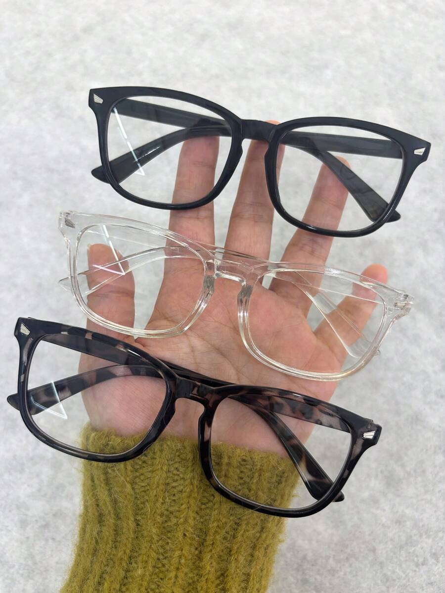 3pcs Blue Light Blocking Glasses Square Nerd Eyeglasses Frame Anti Blue Ray Computer Game Glasses,Anti-Blue Light,Blue Light,And For Computer Reading Gaming TV Phones,Anti Eyestrain,Clear Lens Eye Protection