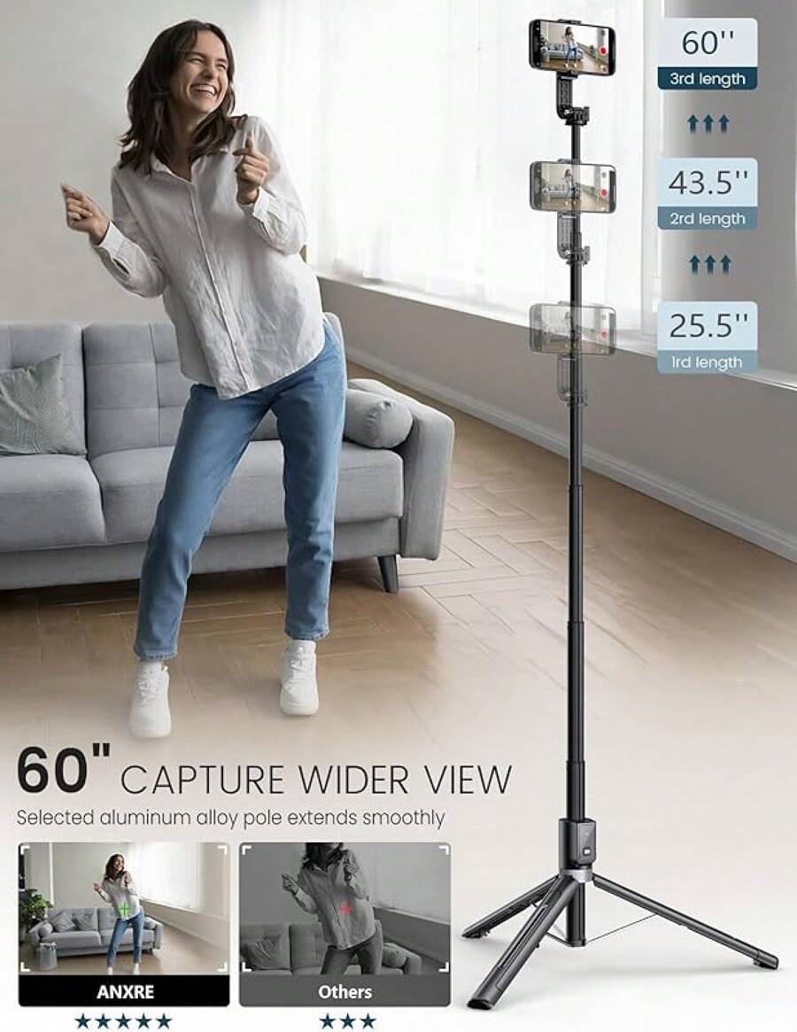 Selfie Stick Tripod With Remote, Extendable 360 ° Rotatable Selfie Stick, 41.Phone Tripod Stand Cell Phone Filming Compatible With Android Smartphone