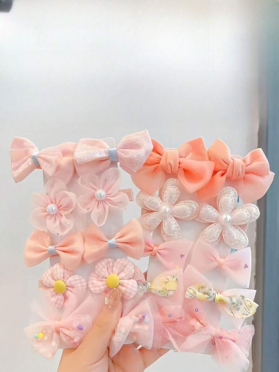 20pcs Cute Flower & Bow Hair Clips, Bangs Hairpins Hair Accessories, Won't Damage Hair