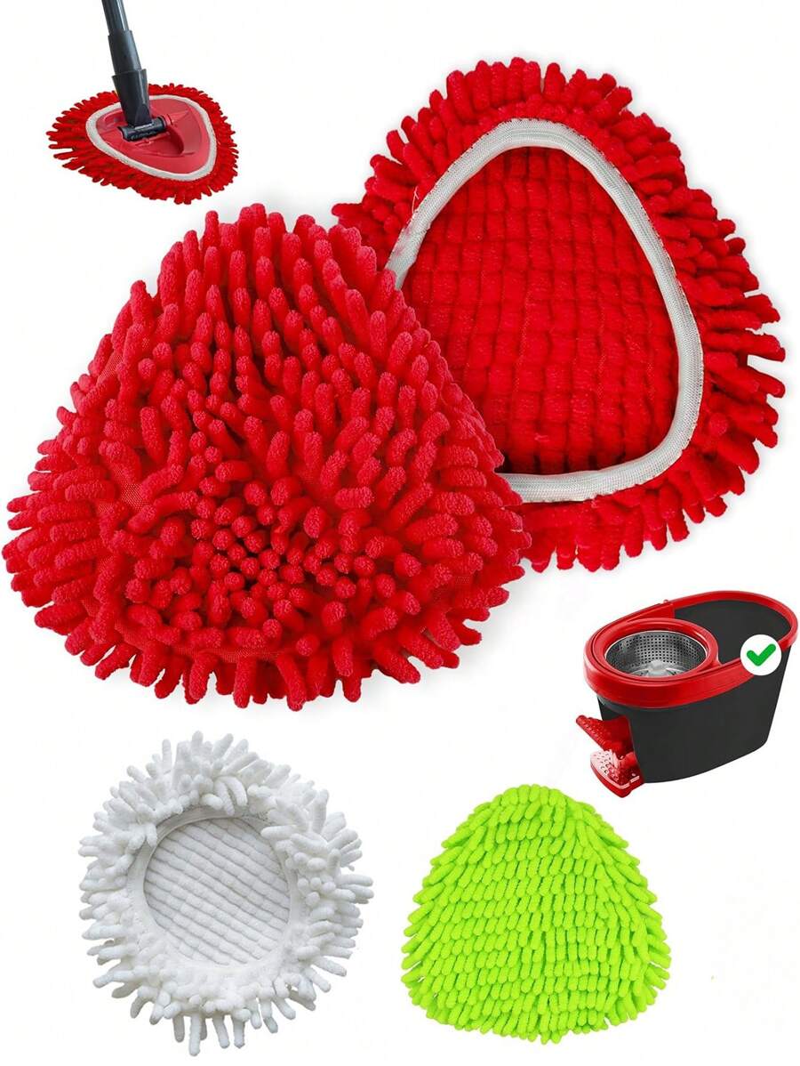 1/2/4 Pcs Mop Replacement Heads Compatible With O-Cedar Easywring 1 System, For Cleaning Floors, Glass, Walls, Machine Washable And Reusable (Red, White, Green)