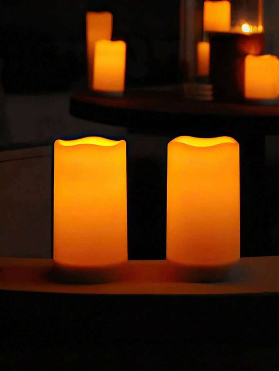 1/2 piezas Velas solares de 3 pulgadas x 6 pulgadas, de anochecer a amanecer, grandes, velas solares sin llama impermeables para iluminación exterior, jardín, camino, patio, cubierta, césped