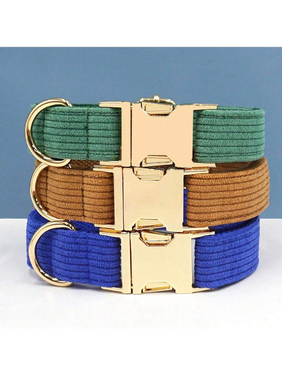 Corduroy Pet Collar/Dog Collar With Adjustable Zinc Alloy Buckle, Suitable For Large, Medium And Small Pets. Made Of Soft And Comfortable Corduroy Material, Gentle On Sensitive Skin And Suitable For Long-Term Wear.