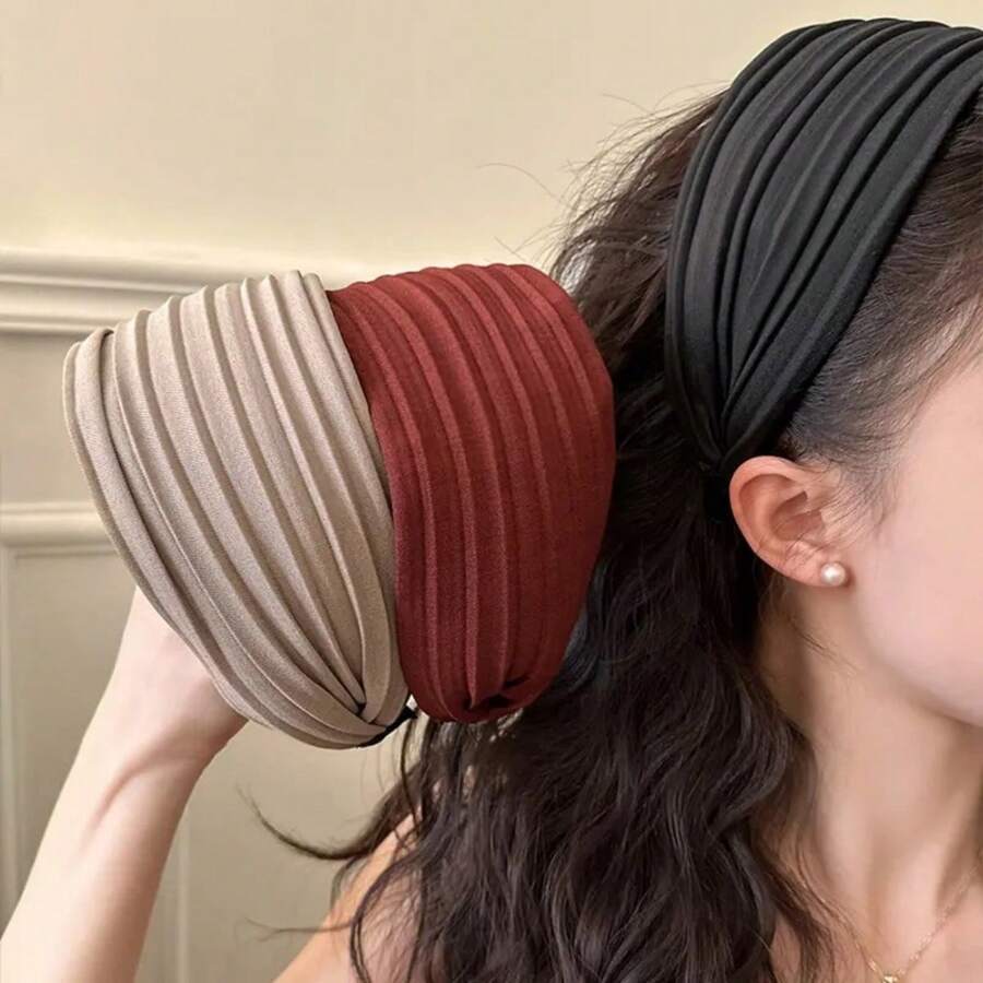 Diadema ancha de tela versátil con pliegues, nuevo estilo coreano de uso diario, accesorio elegante para fotos, diadema, aro para el cabello