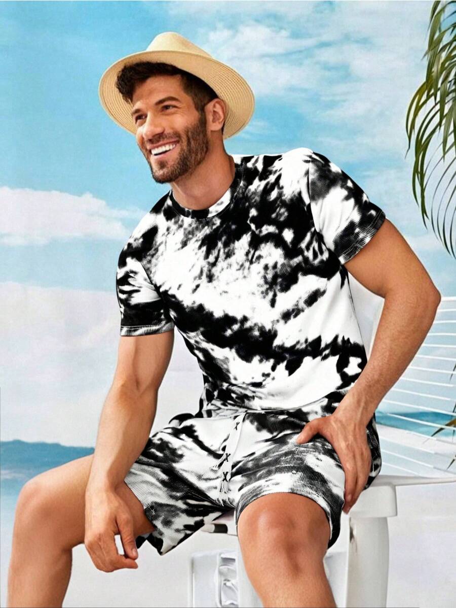 2 bucăți bărbați sport cu uscare rapidă tricou cu mânecă scurtă și set scurt, potrivit pentru fitness, alergare și antrenament - poliester respirabil, gradient, 2 bucăți cu buzunare pantaloni scurți de gimnastică