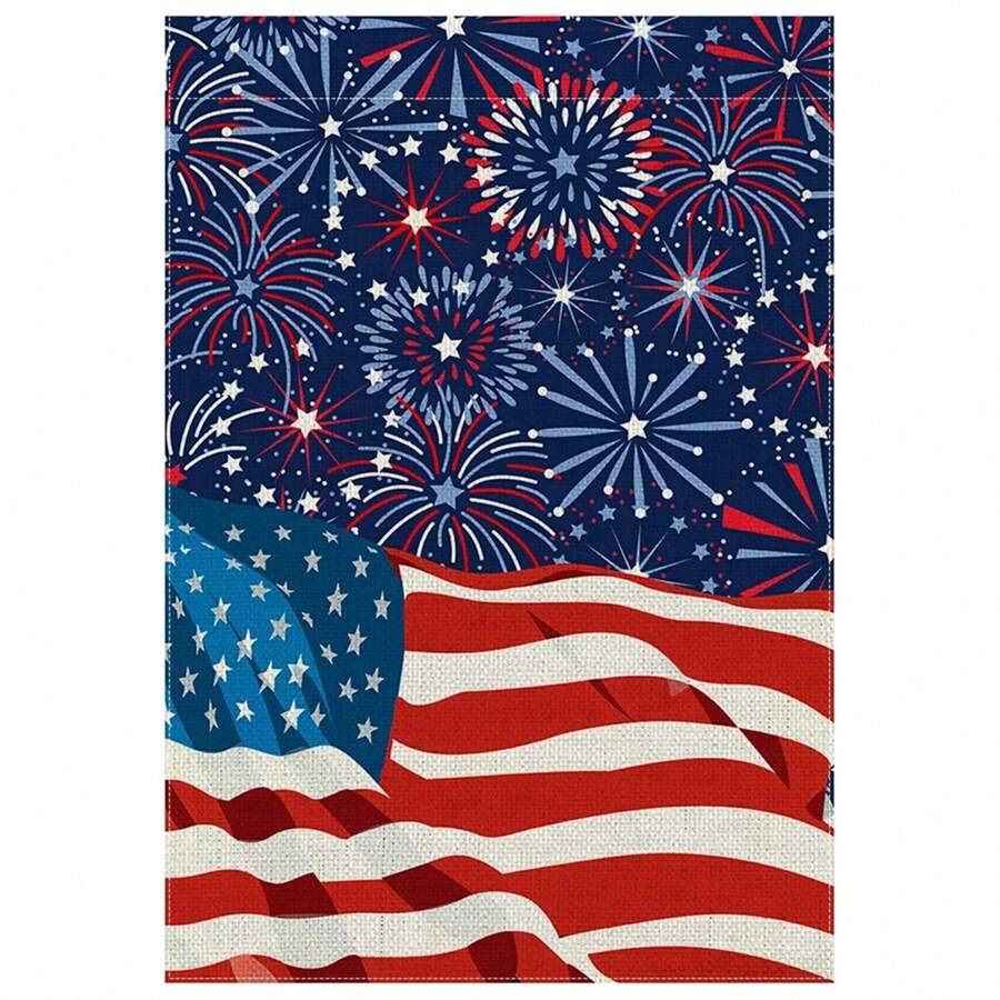 12x18 Inch Double-Sided Patriotic Garden Flag - Happy 4th Of July, American Flag & Fireworks Design, Durable Polyester, No Flagpole Needed, Perfect For Outdoor Yard Decor