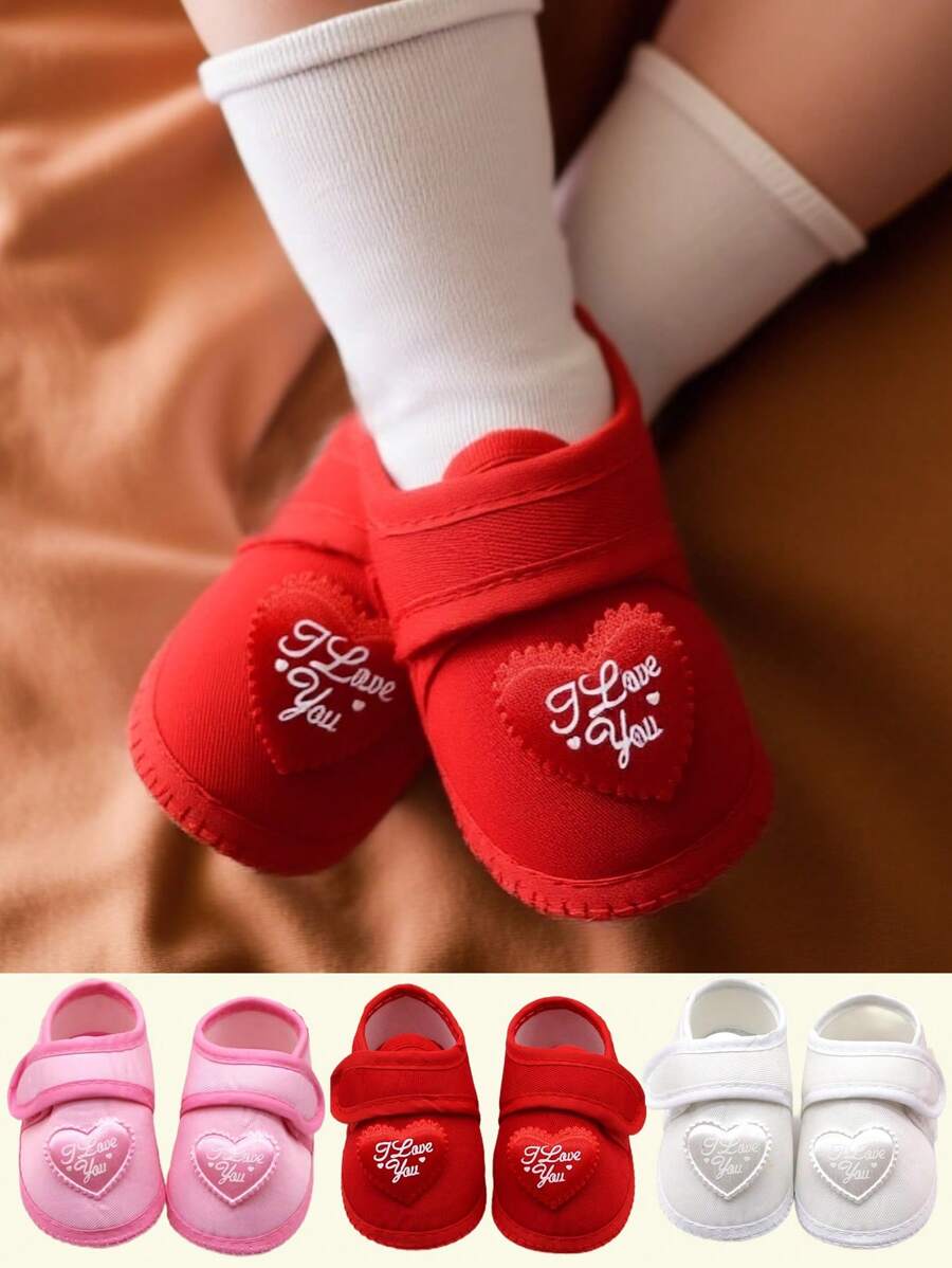 1 Pair Spring Autumn Baby First Walkers Infant Baby Girls Boys Anti-Slip Shoes Heart-Shaped Newborn Slipper Shoes 0-12 Months