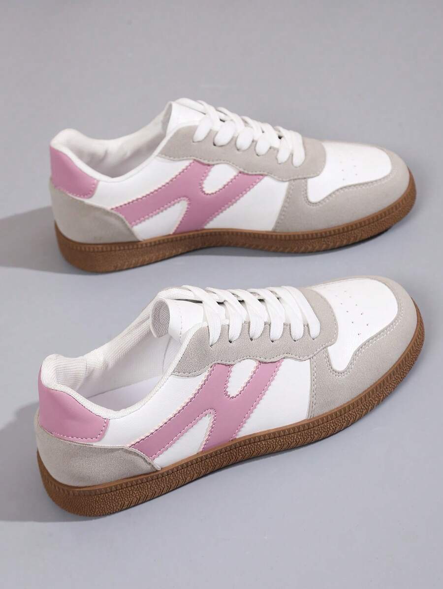 Women's New Spring/Autumn Water-Resistant Non-Slip Round Toe Low-Top Casual Shoes, Flat, Comfortable, Versatile, Contrast Color Sporty Casual Shoes, Retro Look Sneakers, For All Seasons