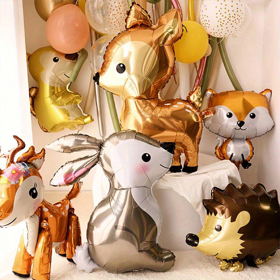 5pcs/Set 23in New Jungle Animal Aluminum Film Balloon Forest Theme Birthday Party Scene Atmosphere Decoration Large Mall Event Camping Party