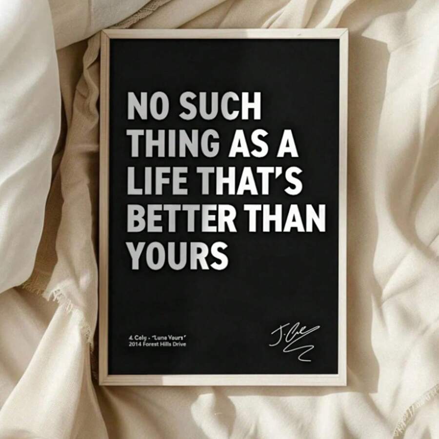 1pc Inspirational Canvas Wall Art - "Love Yourz" Lyrics Quote Poster, J. Cole – 2014 Forest Hills Drive - Motivational Rap Lyrics Artwork - For Home, Bedroom, Office, Cafe - Perfect Gift For Music Lovers & Fans, Unframed