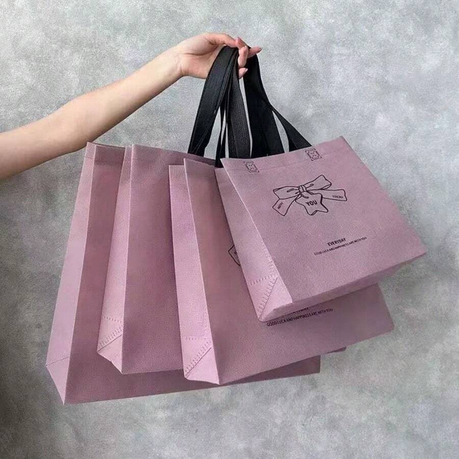 12pcs/Taro Purple Non-Woven Bag, Clothing Store Shopping Bag, Gift Handbag, Gift Bag Summer Cooling,Beach,Travel