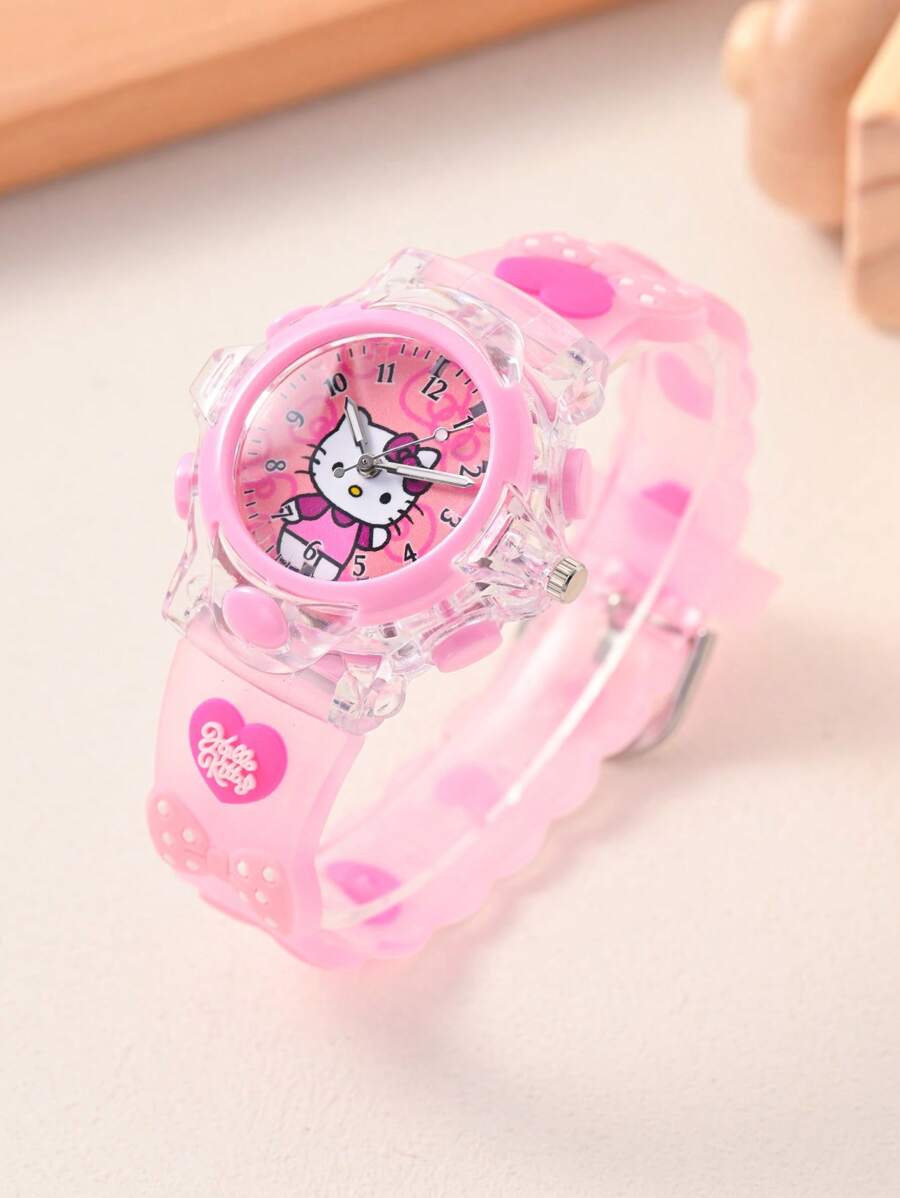 Sanrio ساعة سانريو جاف قطعة واحدة - ساعة أطفال بإضاءة وامضة متعددة الألوان من هاي كيتي - كلوك دائري - يمكن أن تظهر ساعات - مناسبة للطلاب - لوازم مدرسية عصرية - عناصر ضرورية لموسم العودة إلى المدرسة - هدية للفتيات