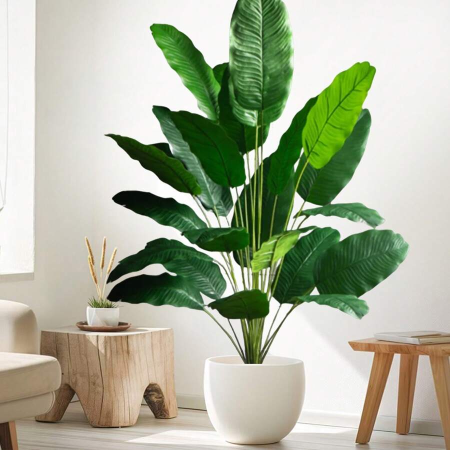 65-96-119cm (46.85 Inches) Artificial Tropical Banana Tree Palm Tree Fake Banana Tree Real Touch Strelitzia Plastic Plants For Home Garden Hotel Office Store
