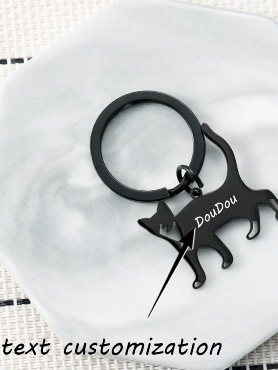 1 Peça Chaveiro Personalizado de Aço Inoxidável - Selecione a Fonte Adequada, Presente para Proprietário de Animação de Estimação, Presente para Amante de Gatos, Presente para Amigos com Nome de Animal de Estimação Personalizado