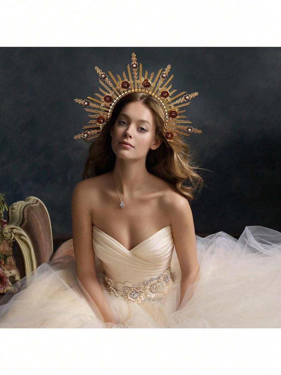 Diadema de corona para mujer, tocado de diosa para cosplay, diadema para fiestas de disfraces y bodas, diadema, aro para el cabello