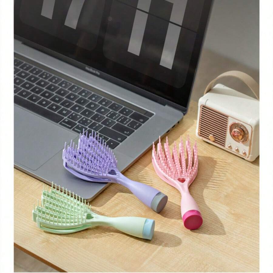 1 pettine lungo in materiale plastico durevole, spazzola per capelli, spazzola arricciante, portatile e leggero per capelli lunghi da donna, può pettinare e massaggiare il cuoio capelluto, adatto per capelli asciutti e bagnati, gratuito