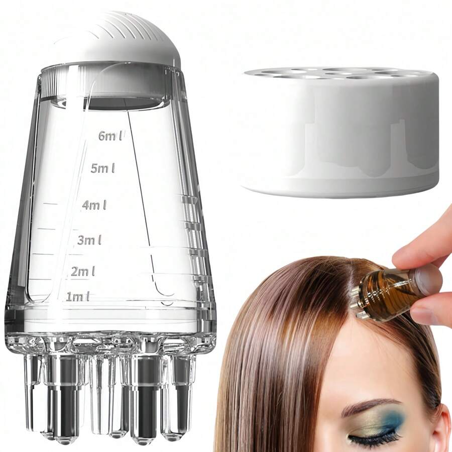 1pc Mini Hair Oil Bottle/Serum Applicator | Zoned Care + Silicone Massage | 2-In-1 Haircare Tool For Home & Travel | Leakproof Detachable Design For Essential Oils/Hair Serums