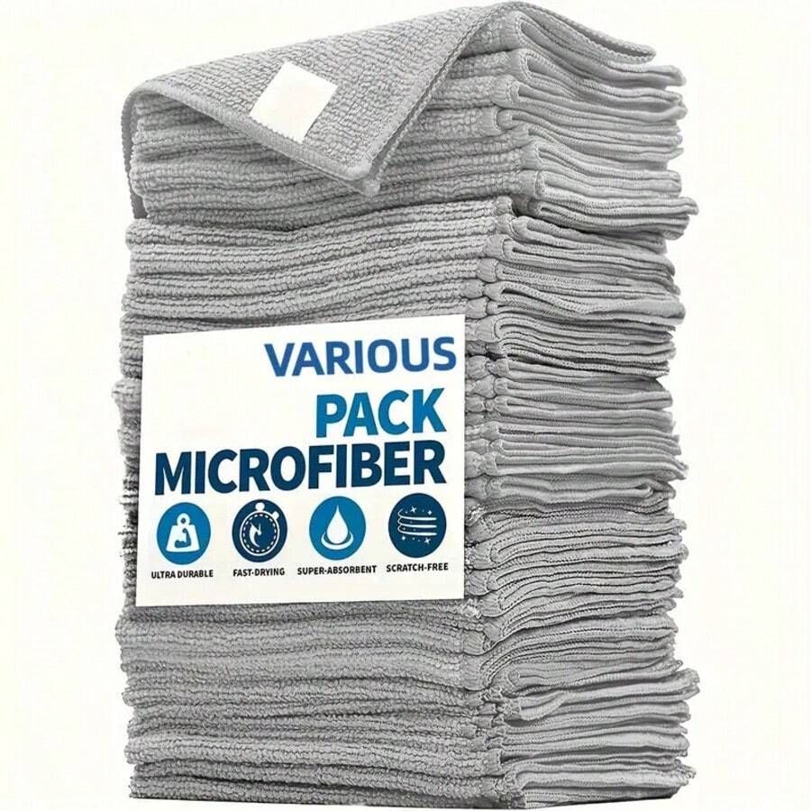 5pcs Microfiber Absorbent Cleaning Cloths, Kitchen, Home, Dish Wash, Car Washing Towels