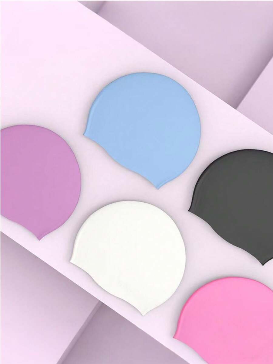 1pc New Breathable Fashionable Silicone Swimming Cap, Suitable For Swimming Pool, Waterpark, Won't Wet Hair, Comfortable Fit, Stretchy & Non-Deforming