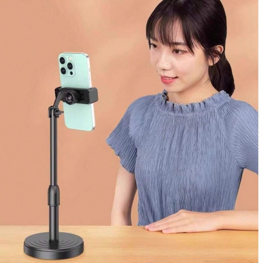 Supporto da tavolo multifunzionale per telefono cellulare, rotazione a 360°, supporto per selfie e live streaming, supporto per telefono cellulare, supporto multifunzionale per telefono cellulare per trasmissione in diretta, altezza regolabile, telescopico e portatile, adatto per la maggior parte dei telefoni cellulari compatibili con e telefoni Android, idea regalo per compleanni, famiglia e amici, accessori per telefoni