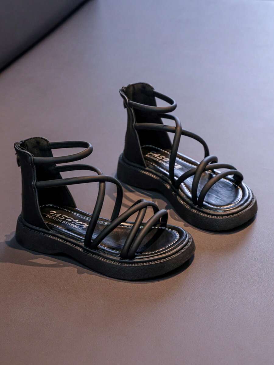 Sandálias Abertas com Decoração Cruzada na Moda para Meninas, Leves e Respiráveis para Uso Interno/Externo, Perfeitas para Praia, Férias e Verão Casual, Calçados Infantis Estilosos