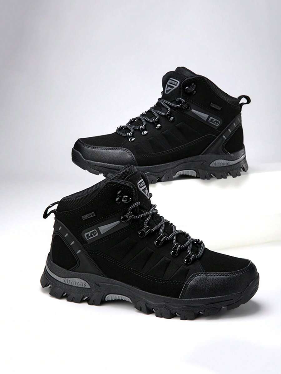 Men's Boots, Hiking Boots, Work Shoes, Anti-Puncture Safety Shoes, Thick Sole Non-Slip Sports Shoes, Men's Lace-Up Ankle Boots