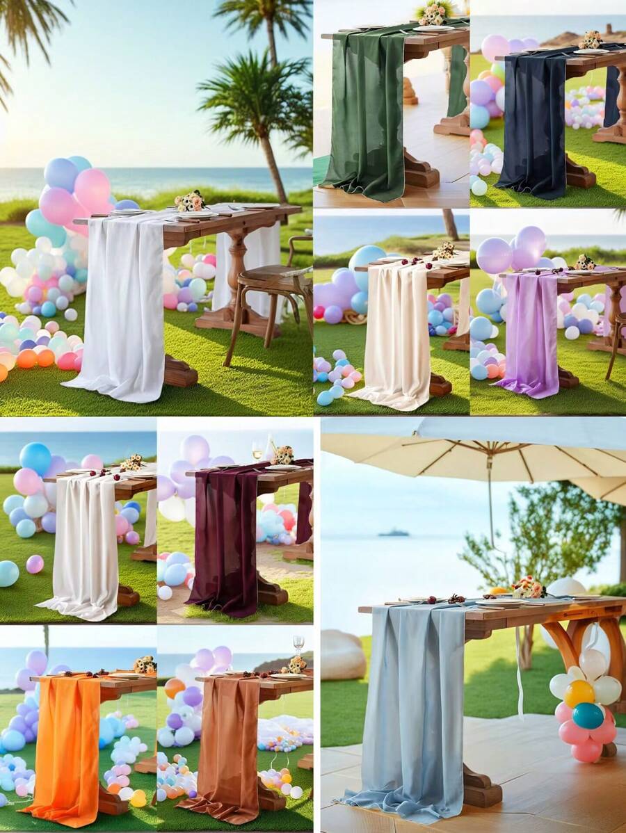 1 peça de caminho de mesa de chiffon de cor sólida, caminho de mesa romântico de gaze transparente, caminho de mesa de casamento transparente de 70 x 300 cm em estilo country romântico para Páscoa, Ação de Graças, Natal, adequado para casamento de Natal, chá de panela, festa infantil, festa de aniversário, decoração de mesa de jantar