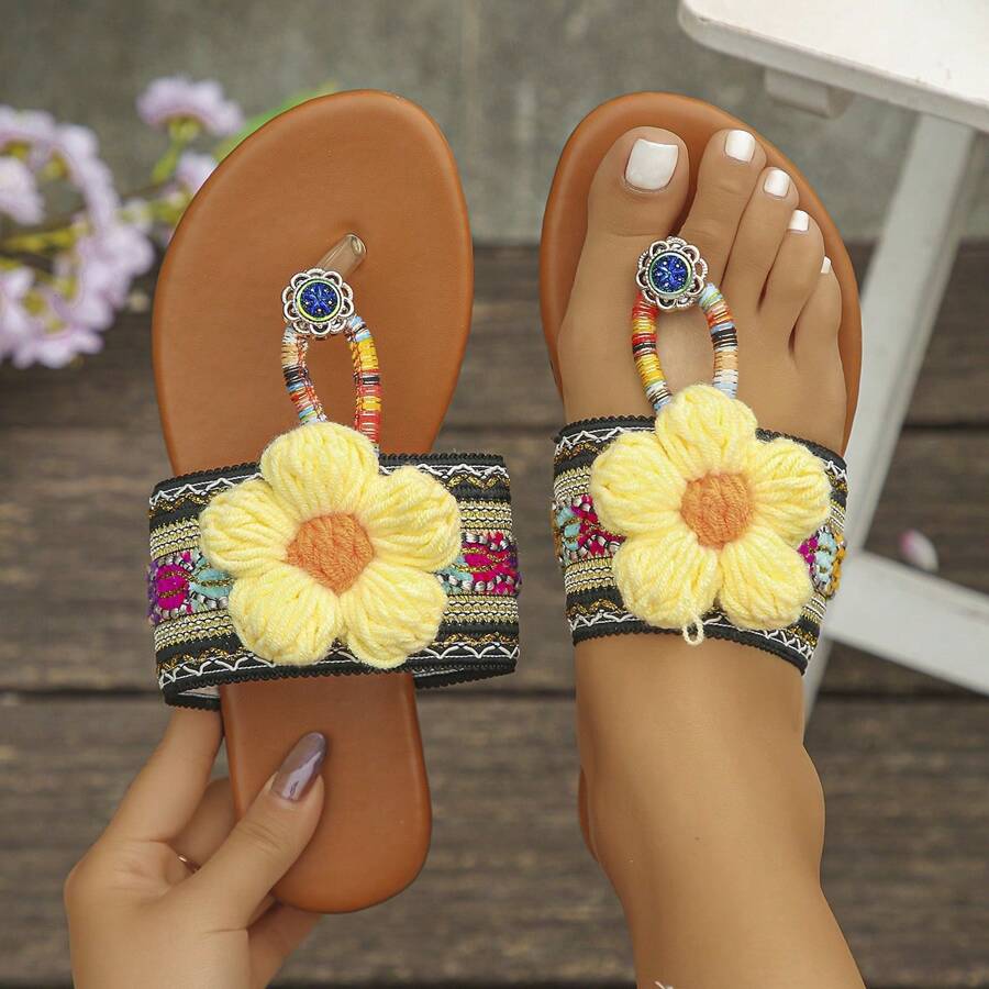 Women Plus Size Color Block Round Toe Casual Flat Sandals