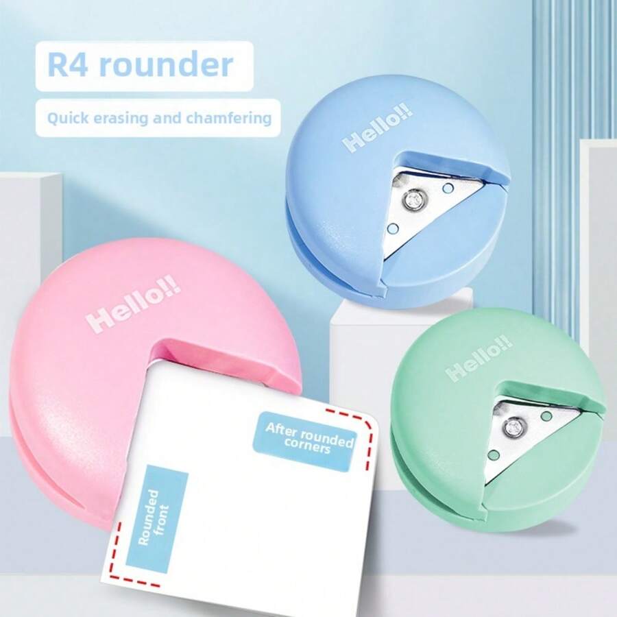1pc Round Appearance, R4 Radius Corner Cutting Punch Tool For Card, Photo, Paper, Suitable For Scrapbooking, Multiple Colors Available,Back To School,School Supplies