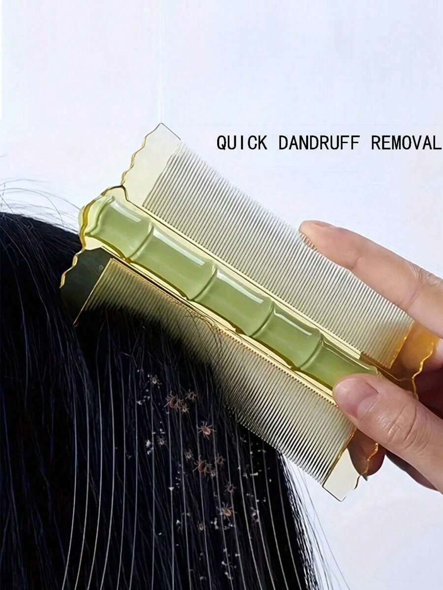 1pc Anti-Dandruff Head Brush, Dermal Scraper, Extremely Dense Comb For Lice Egg Removal, Double-Sided Bamboo Comb