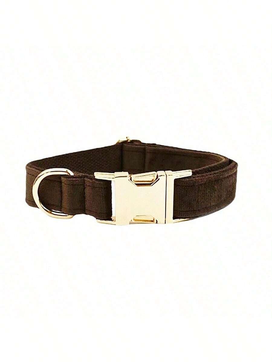 Black & Brown Velvet Zinc Alloy Pet Collar / Dog Collar / Dog Neck Ring, Adjustable Size Fits Small, Medium, Large Pets, Made Of Soft Velvet Material That's Gentle On Skin, Comfortable For Long-Time Wear, Especially Suitable For Pets With Sensitive Skin