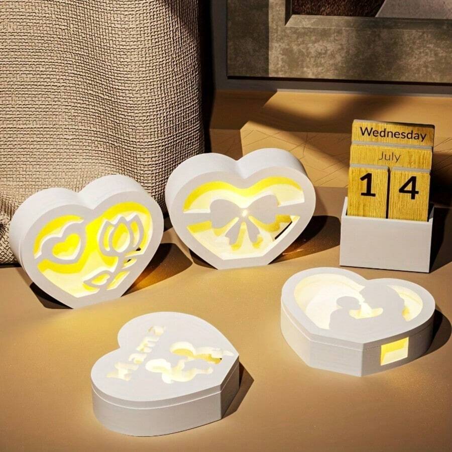 1set/5pcs Mother's Day Love Box Candle Base Ornament Resin Silicone Mold DIY Gypsum Casting Candlestick Decorative Crafts