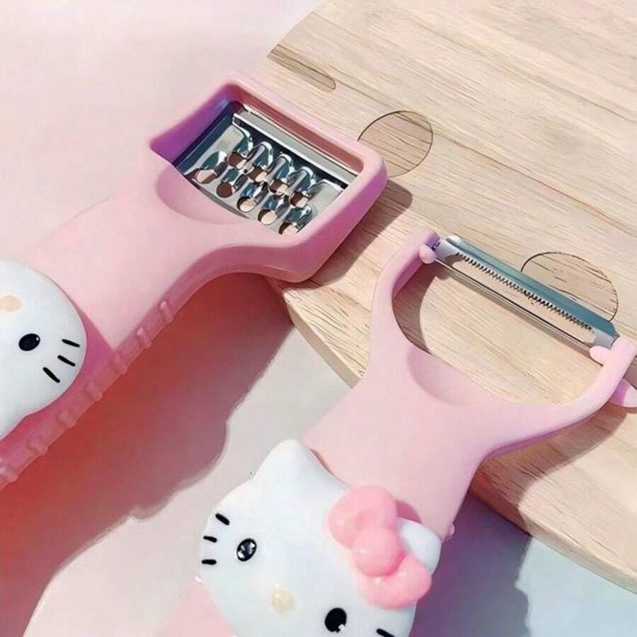 Sanrio 1 pezzo di sbucciatore di cartoni animati Sanrio Hello Kitty, grattuggia multifunzionale a doppia testa, sbucciatore per frutta e verdura per uso domestico, grattugia per melone