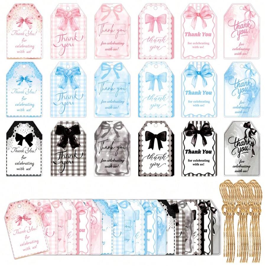 60PCS Paper Party Bow Tag Bow Gift Tag Party Favor Tag Gift Wrapping Label Event Decorations For Party Hosts Craft Enthusiasts.