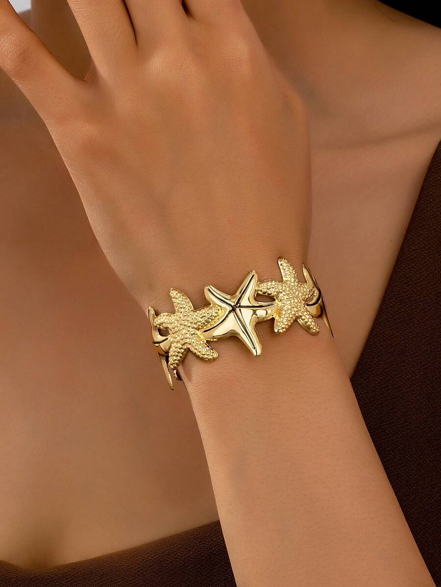 Pulseira de estrela do mar estilo oceano, acessório versátil e casual para férias femininas