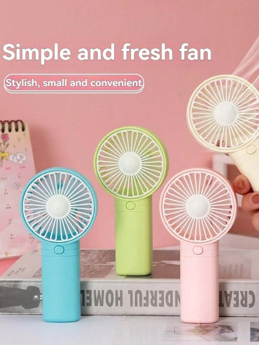 1 pièce Mini ventilateur portable rechargeable, ventilateur portatif alimenté par batterie pour rafraîchissement d'été, design simple pour la maison, les études, le bureau, les voyages et l'utilisation quotidienne, rafraîchissement d'été, plage, voyages