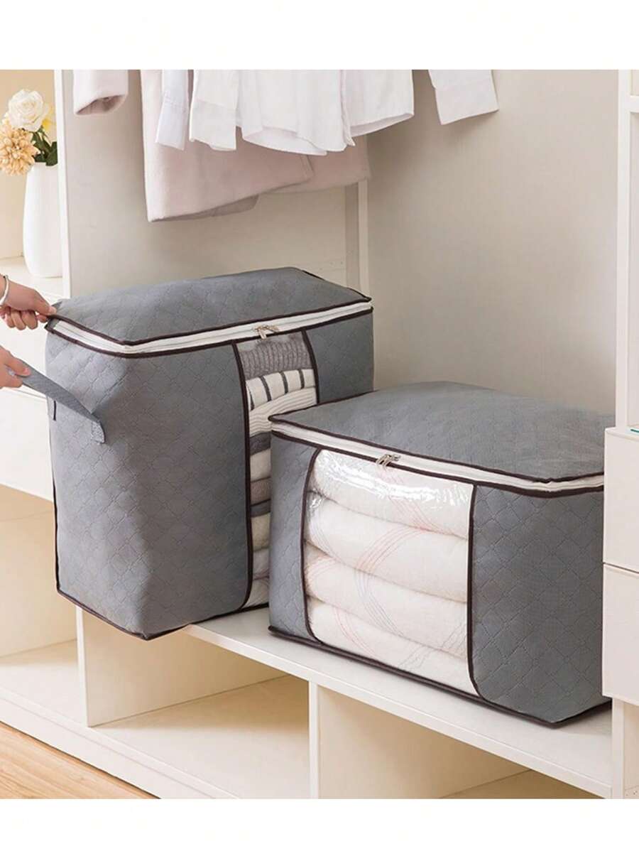 1Pc Large Capacity Storage Bag,Non-Woven Quilt Storage Bag, Quilt Travel Moving Storage Packing Bag, Clothes Luggage Storage Bag, For Seasonal Storage And Organization Decorations Spring And Summer Decoration, Holiday Decoration, Room Decoration, Home Decoration, Bedroom Decoration, Mother's Day Gifts, Father's Day Gifts