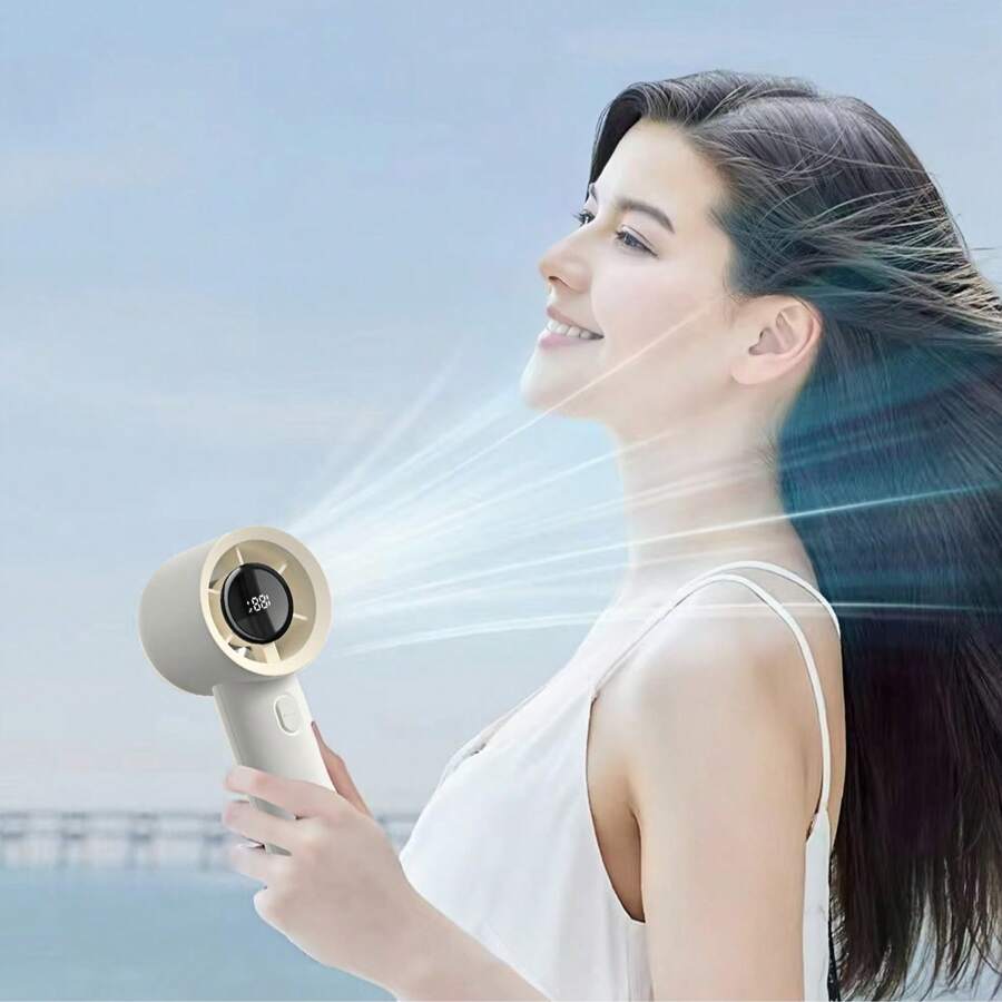 Portable Handheld Fan With Adjustable Speed, Turbo Mini,Rechargeable Battery. Personal Fan With Metal Body, Digital Display, Suitable For Women And Men's Travel/Camping/Outdoor Gifts