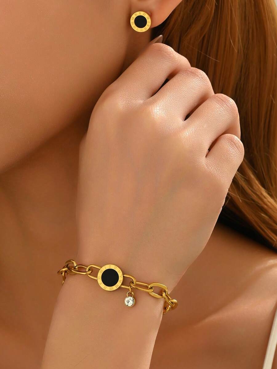 3er Set Luxuriöser Schmuck mit kubischen Zirkoniasteinen, bestehend aus Brosche, Armband und Ohrringe für Damen, geeignet für den täglichen Sommer Outfit