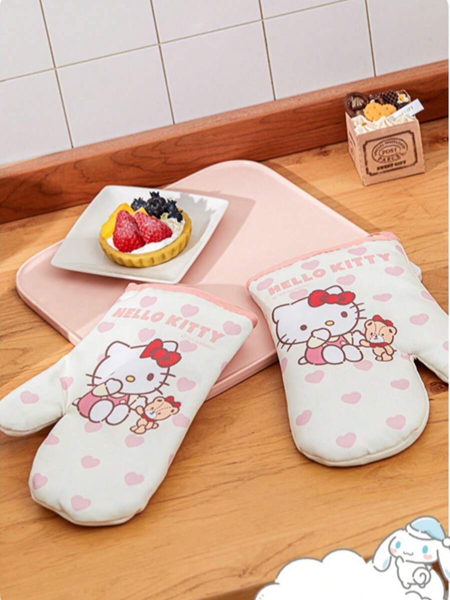 Sanrio 1PC Sanrio Genuine Cartoon Kitchen Utensils, Heat-Resistant Oven Gloves, Suitable For Microwave Ovens And Kitchens, Christmas, Thanksgiving, Birthday Gifts - Holiday Gifts - Kitchen Essentials