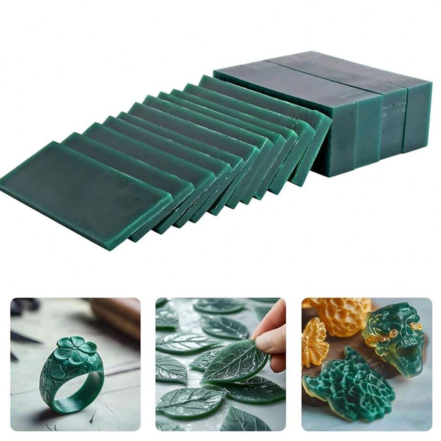 1 Stück tief grüner Schmuckwachsblock, geschnittene Form Wachsform für Schmuckguss, DIY Ring Wachsschmuckherstellung